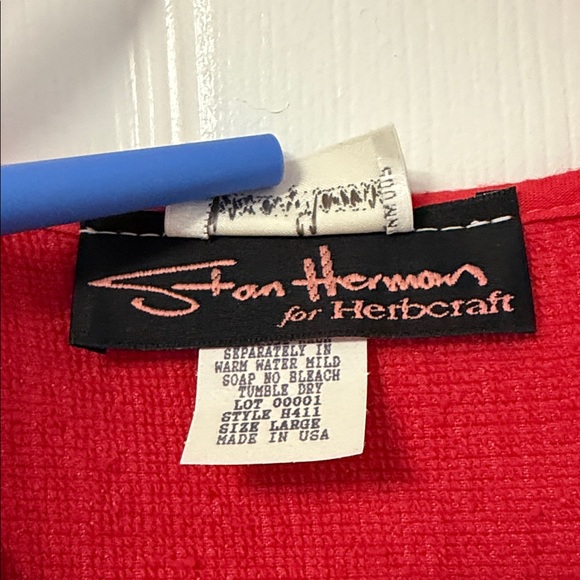 Vintage 1980s Stan Herman Cozy Red Terry Cloth Robe - NWT!!! - Picture 2 of 8